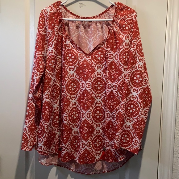 Miholl Tops - Red tunic style blouse